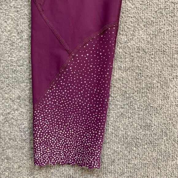 Lululemon Leggings Womens 10 Grape Stuff Stretch Scalloped Hem Pockets Low Rise - Picture 4 of 15